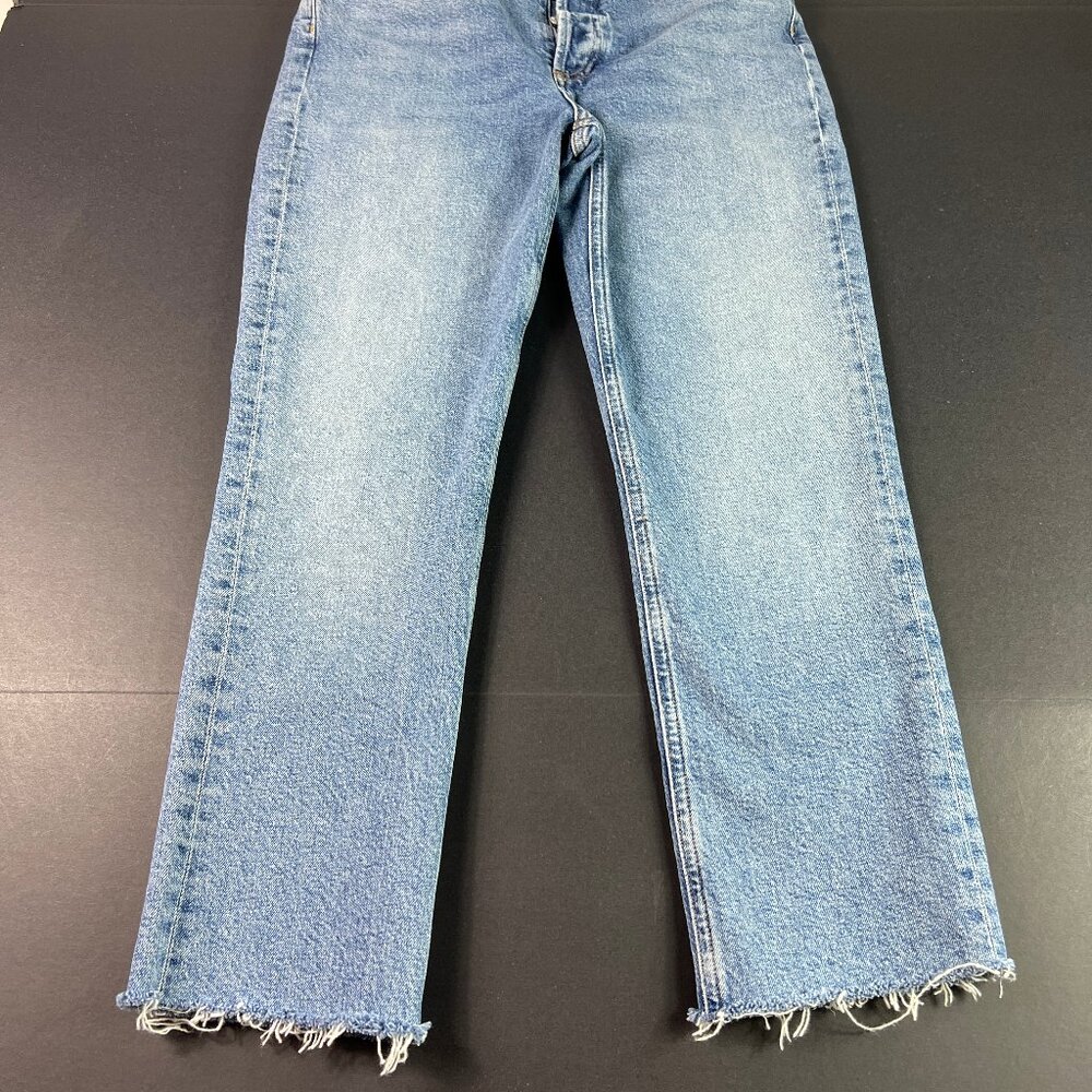 AGOLDE Jeans Women's 28x25* Riley Long High Rise Straight Crop Blue Denim Tag 27